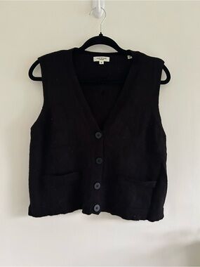 Max Studio Black Knit Button Front Vest